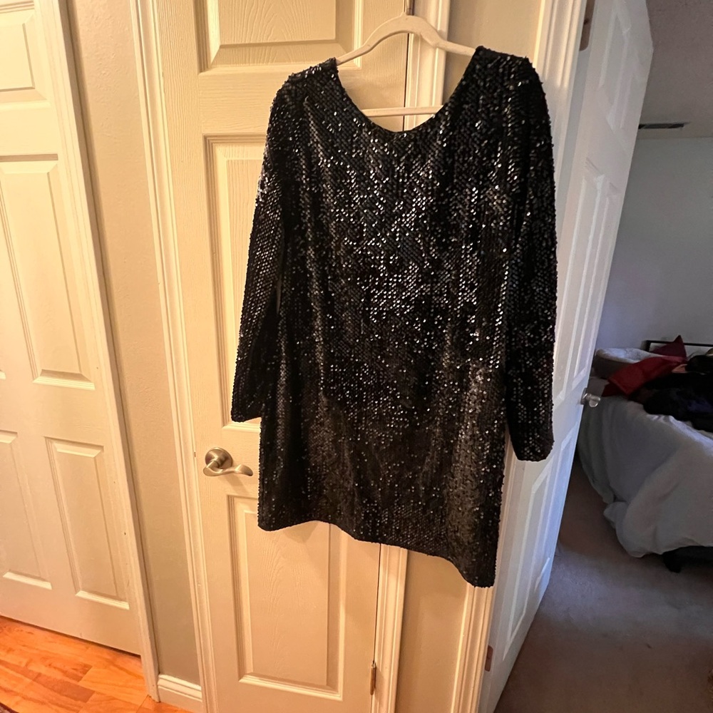 Midnight blue black Sequin Dress